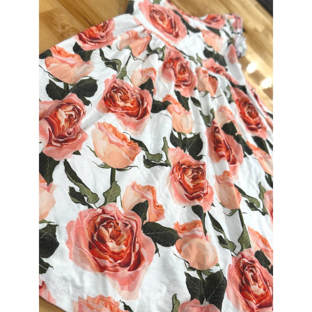 Bums & Roses Floral Ruffle Dress Toddler 2T Pink‎ White Twirl Bamboo Viscose - Picture 5 of 7
